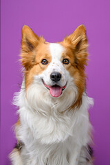 portrait border collie on colored background