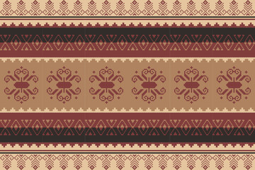 Geometric, seamless,pixel traditional ethnic, thai pattern, fabric pattern for textiles, rugs, wallpaper, clothing, sarong, batik, print, background, cover, illustration, two tone,