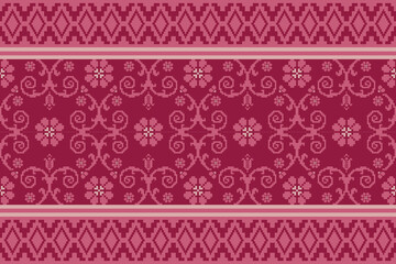 Geometric, seamless,pixel traditional ethnic, thai pattern, fabric pattern for textiles, rugs, wallpaper, clothing, sarong, batik, print, background, cover, illustration, two tone,