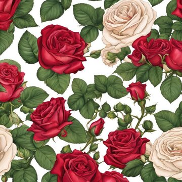 seamless pattern with red roses