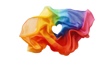 A rainbow pride flag with a heart in the cent isolated on white background PNG