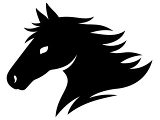 馬の横顔のシルエットイラスト