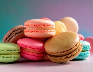 Fototapeta premium a delightful display of colorful macarons arranged in a tempting assortment