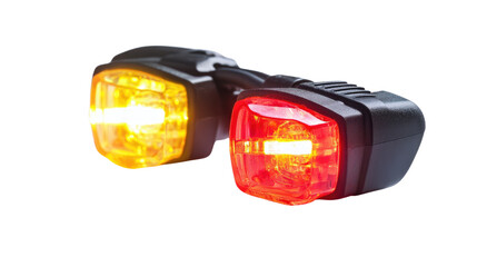 A set of bicycle lights front and back isolated on white background PNG