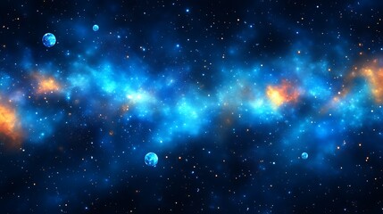 Fototapeta premium Celestial Nebula With Planets And Distant Stars