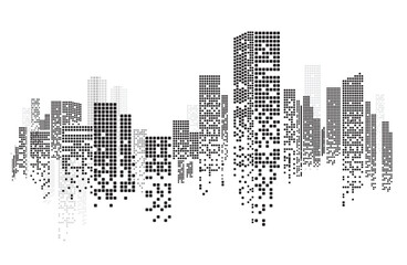 Building and City Illustration, City scene on night time