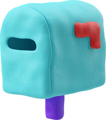 Three-quarter view of a blue mailbox symbol