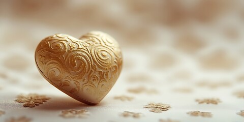 A heart sits on a textured fabric.