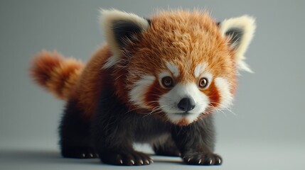 Obraz premium Adorable Red Panda Cub Portrait Stunning Close Up of a Fluffy Red Panda