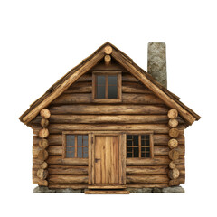 A charming wood cabin set against a clean transparent background, perfect for cozy retreats and nature escapes, Wood cabin isolated on transparent background