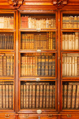 Puebla, Mexico, January 1, 2025: The Palafoxiana Library with ancient books and wooden details from the 16th century.