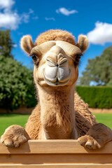 Obraz premium Camel Looking Over Fence