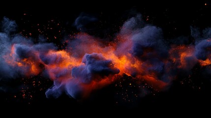 Fototapeta premium Fiery abstract art. Orange and purple smoke.