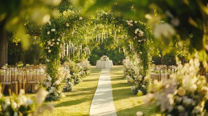 Lush garden wedding ceremony