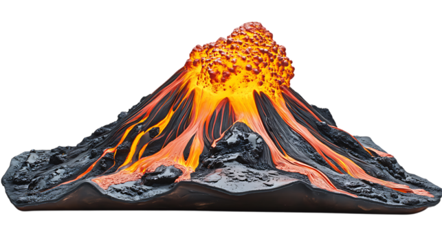 Erupting volcano isolated png