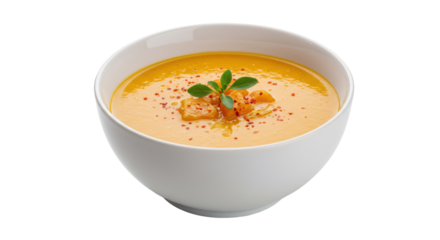 Isolated Bowl of Butternut Squash Soup