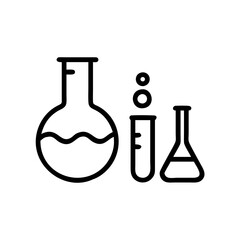 Chemistry lab line icons. Chemical formula,  Medical analysis. Laboratory test flask, reaction tube, chemistry lab icons. Linear set.  . Quality line set. Vector
