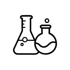 Chemistry lab line icons. Chemical formula,  Medical analysis. Laboratory test flask, reaction tube, chemistry lab icons. Linear set.  . Quality line set. Vector
