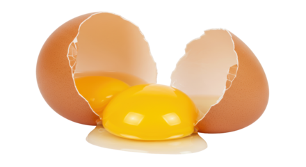 Isolated Cracked Egg with Yolk