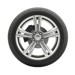 A sleek car wheel with modern design isolated on a transparent background for automotive enthusiasts, car wheel isolated on transparent background