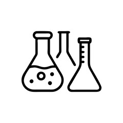 Chemistry Lab Equipment Vector Icons for Scientific Research Use. chemistry icon set, set of laboratory equipment, vector, vectoral drawing.Science Containers Set. Vector isolated black .