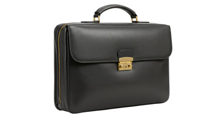 Isolated Black Leather Briefcase