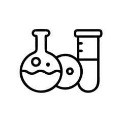 Chemistry Lab Equipment Vector Icons for Scientific Research Use. chemistry icon set, set of laboratory equipment, vector, vectoral drawing.Science Containers Set. Vector isolated black .