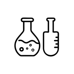 Chemistry Lab Equipment Vector Icons for Scientific Research Use. chemistry icon set, set of laboratory equipment, vector, vectoral drawing.Science Containers Set. Vector isolated black .