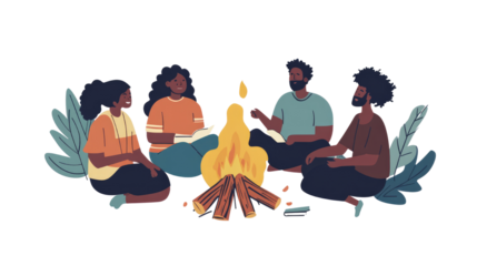 A Juneteenth event with community members isolated on white background PNG