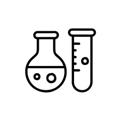 Chemistry Lab Equipment Vector Icons for Scientific Research Use. chemistry icon set, set of laboratory equipment, vector, vectoral drawing.Science Containers Set. Vector isolated black .