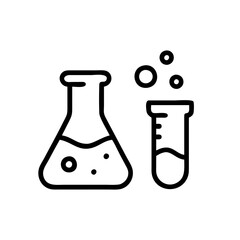 Chemistry Lab Equipment Vector Icons for Scientific Research Use. chemistry icon set, set of laboratory equipment, vector, vectoral drawing.Science Containers Set. Vector isolated black .