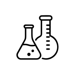 Chemistry Lab Equipment Vector Icons for Scientific Research Use. chemistry icon set, set of laboratory equipment, vector, vectoral drawing.Science Containers Set. Vector isolated black .