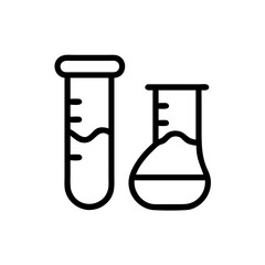 Set of Chemical test tube. Glass tube. Flask template. Glass container. Flask of poison. Jar icon. Medicine vial. Logo template. Chemical test tube silhouette. Laboratory tube. Flask icon.

