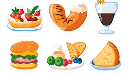 Food flat Illustration Icons set png