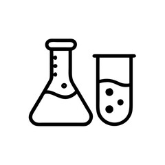 Chemistry Lab Equipment Vector Icons for Scientific Research Use. chemistry icon set, set of laboratory equipment, vector, vectoral drawing. Set of Chemical test tube. Glass tube. Flask template.