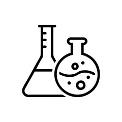Medical laboratory blood, urine, sperm and stool test editable stroke outline icons set isolated on white background flat vector illustration. Pixel perfect. Chemistry Lab Equipment Vector . 