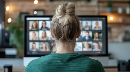 remote corporate meeting with employees on video call, showcasing collaboration and connection