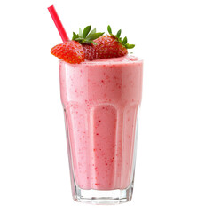 Delicious strawberry smoothie served in a tall glass on a bright transparent background for a refreshing treat, Strawberry smoothie isolated on transparent background
