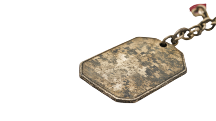 A military dog tag with an American flag isolated on white background PNG
