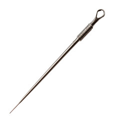 Sewing needle with a smooth finish resting on a clean transparent background, showcasing its sharp point and eye for threading, sewing needle on transparent backgroundfile