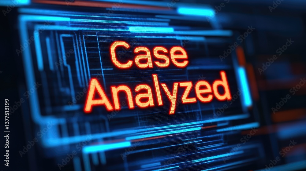 Poster digital case analyzed screen display showing data analysis results technology