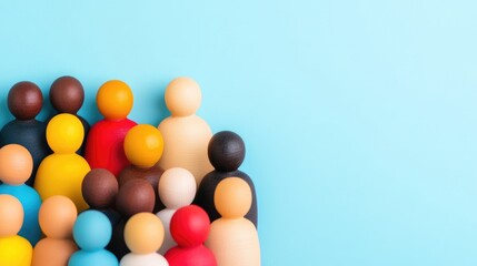 Diverse Group of Colorful People Figures on Blue Background Representing Community Diversity