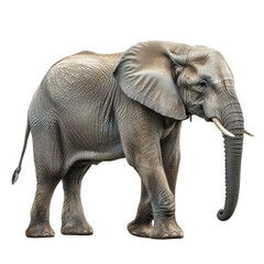 Fototapeta premium This incredible elephant is captured in a side view, revealing its impressive size and distinct features, Elephant side view transparent background