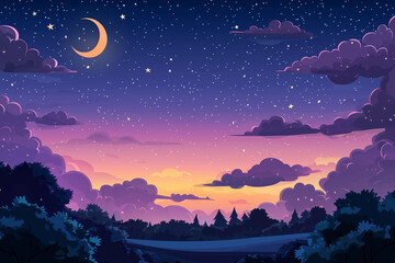 Fototapeta premium Night Sky Background. Clear night sky after sunset for background 