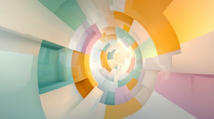 Fototapeta premium Abstract Pastel Swirl Tunnel 3D Render of Colorful Geometric Shapes