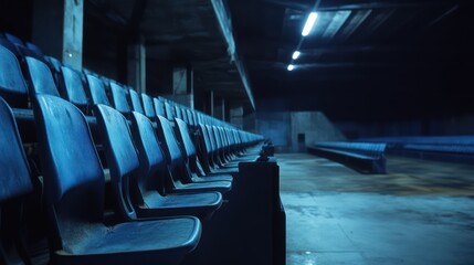 Fototapeta premium Empty stadium seats in dark arena