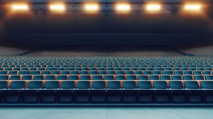 Obraz premium Empty theater auditorium with rows of seats