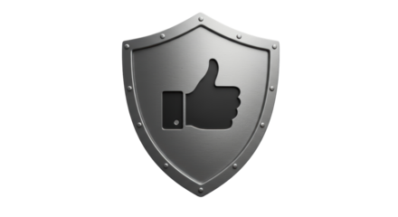 Isolated Metal Shield with Thumbs Up Sign