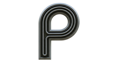 Isolated Metal Letter P, Initial Symbol