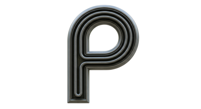 Isolated Metal Letter P, Initial Symbol